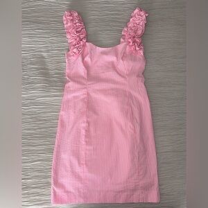 Lilly Pulitzer pink and white pinstriped searsucker dress size 4